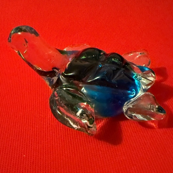 Mouth Blown Vintage Blue/Green Sea Turtle Paperweight Art Glass Figurine - Picture 4 of 6